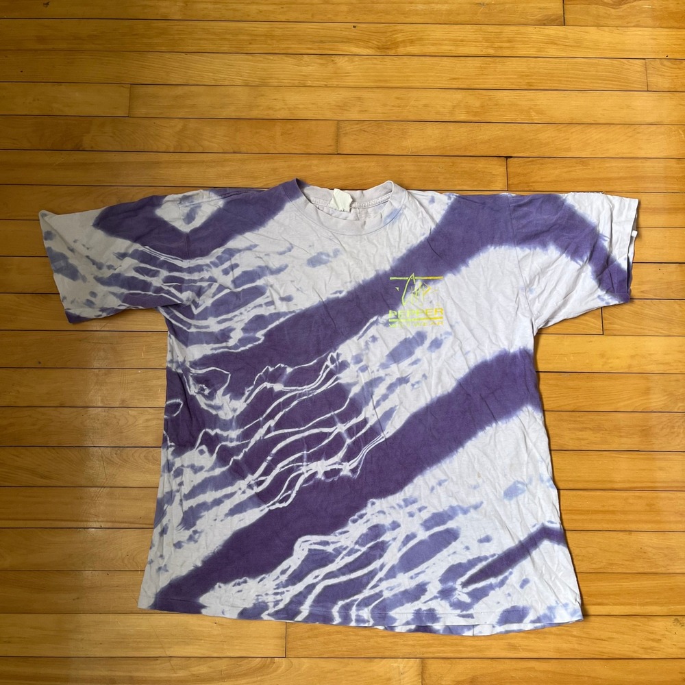 Vintage 90s 1990 Chip Pepper Wetwear Surf Tie Dye Shirt Purple Single Stitch XL